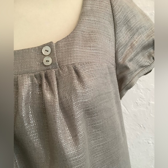 Sandro Paris 100% Silver Linen Evening Babydoll Dress, size 1 (2-6), worn once. - Picture 5 of 14